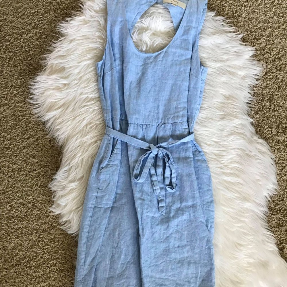 LOFT Blue Linen Dress